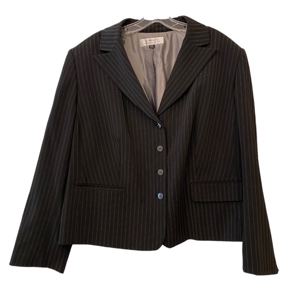 Tahari ASL Black Pin Stripe Suit Coat Jacket Size 20W - Picture 2 of 8